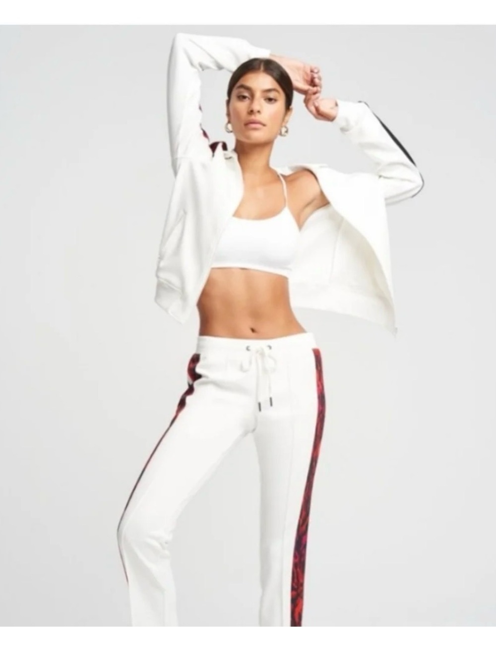 Pam & Gela White and red leopard track suit set